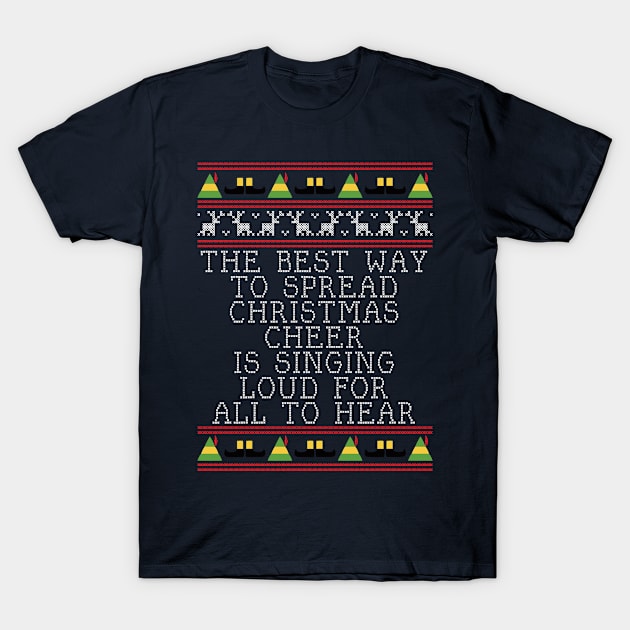 Christmas Cheer Elf Quote Knit T-Shirt by Rebus28